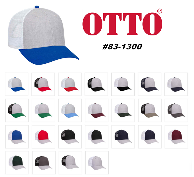 OTTO Cap 83 1300 Heather 6 Panel Low Profile Mesh Back Trucker Hat from NYFifth