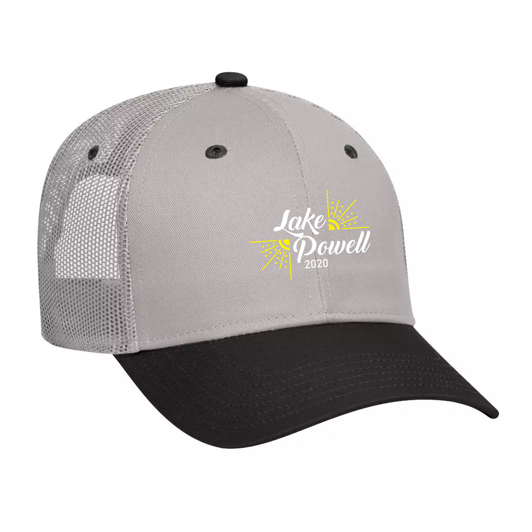 custom design of Cotton twill solid and two tone color six panel low profile pro style mesh back caps