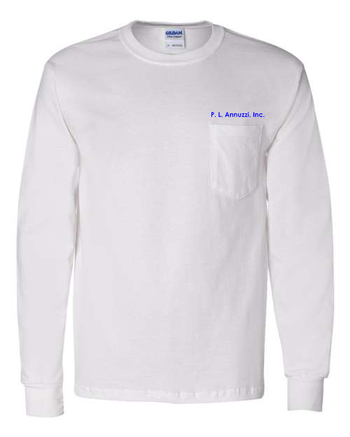 custom design of Gildan 2410 Ultra Cotton Long Sleeve T-Shirt with a Pocket