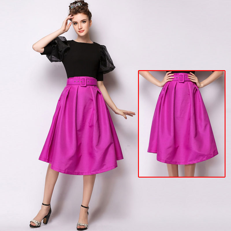 long in summer new luxury fashion pink red high-waisted skirts sent wholesale belt