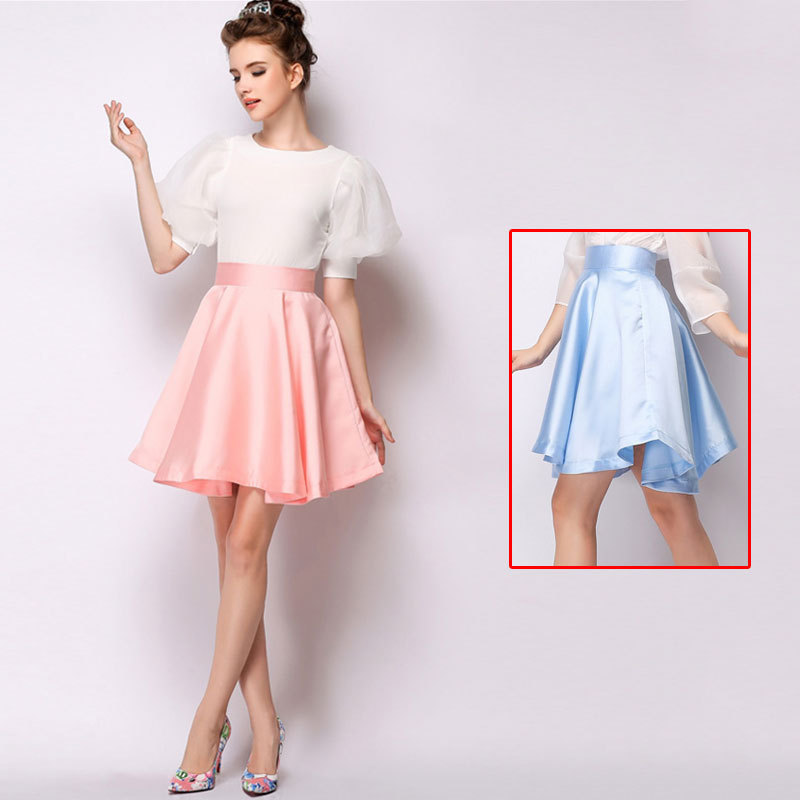 simple solid high-waisted skirt pink pettiskirt wholesale spring summer new sky blue
