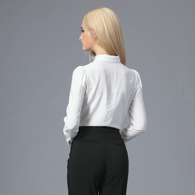 new bubble casual white lapel long sleeve white shirt female temperament of autumn slim women's shirts wholesale