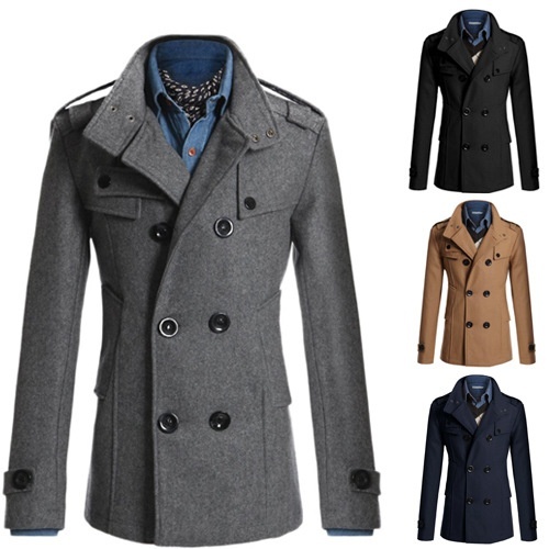 Fashion Brand Winter Mens Jackets And Coats Mens Double Breasted Stylish Pea Coats Men Wool Coat High Quality Trench Coat