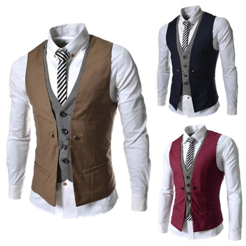 Men's Autumn Slim Fit Dress Suit Vest Charming Handsome Waistcoats Gilet