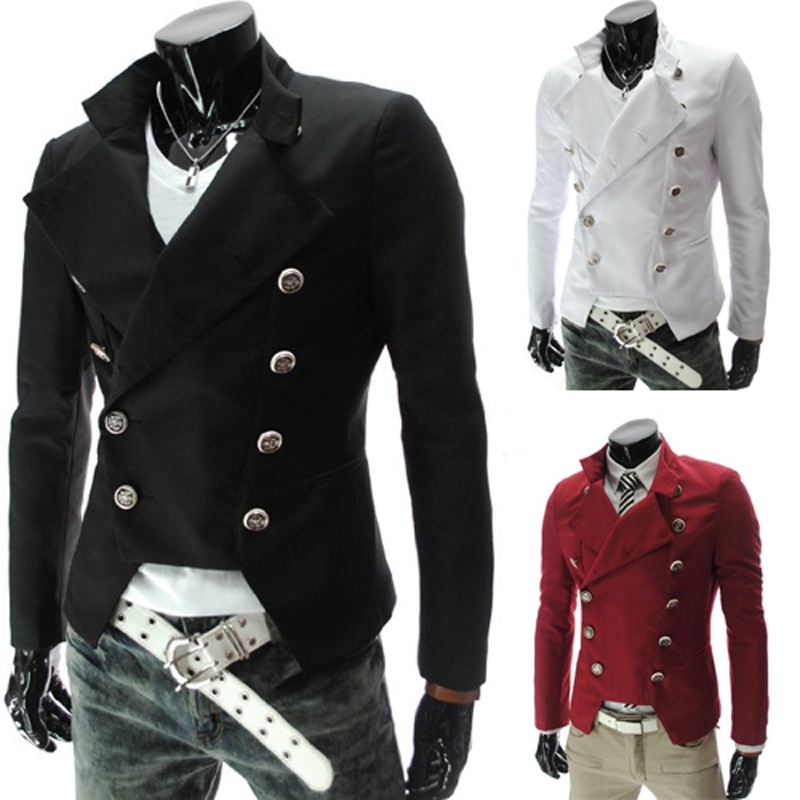 Men's Casual Slim Fit Double-breasted Suit Blazer Coat