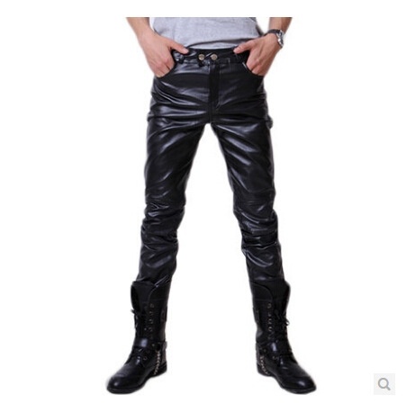 Men's Fashion PU Leather Casual Pants Motorcycle Leather Pants