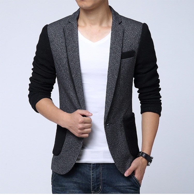 Men's leisure color wool single row size casual suit jacket autumn