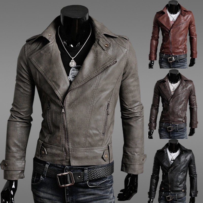 Men's Winter Fashion Casual Slim Pu Leather Jacket