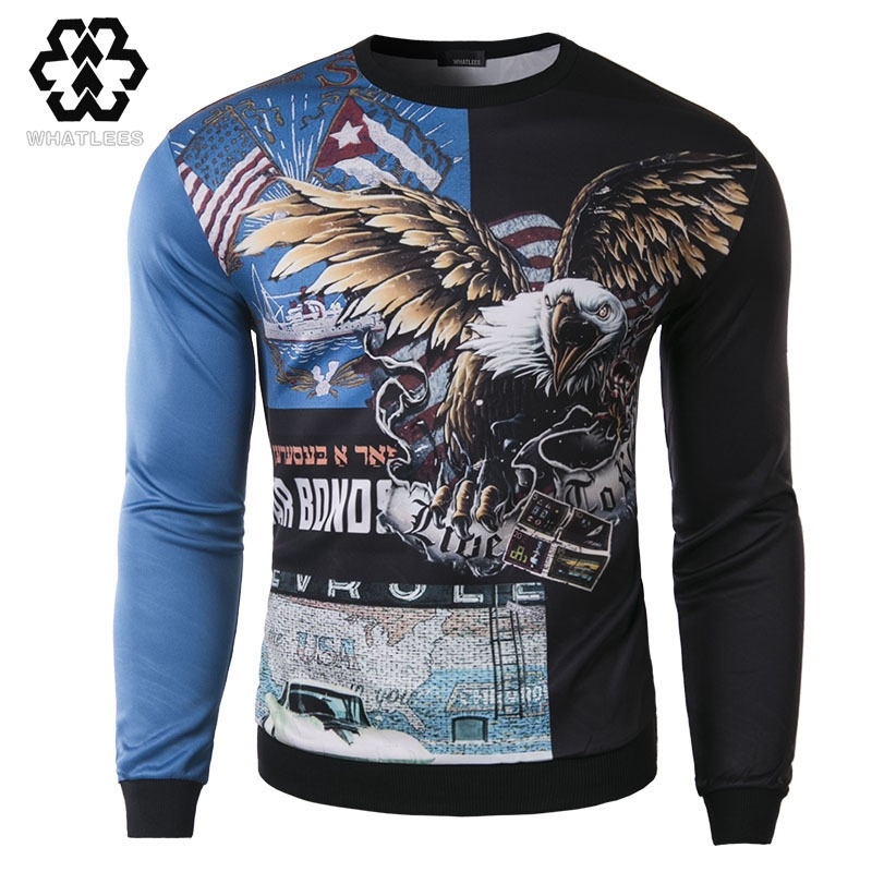 New Arrival Men Fashion Pullovers Long Sleeve High quality Slim fit Man hoodies Casual Clothes for man Printed eagle Design