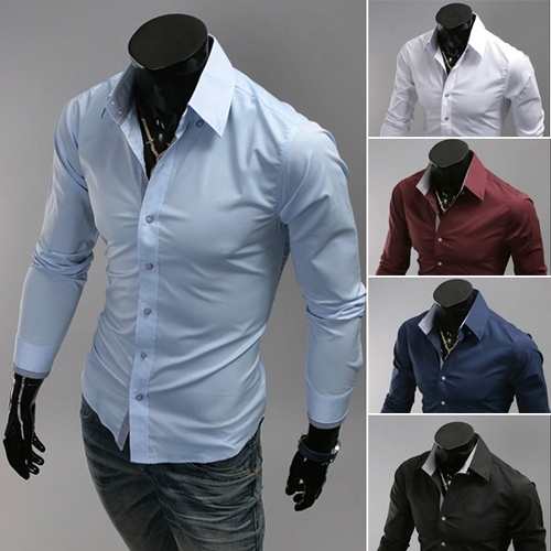 New men shirt pure color leisure cotton shirt men long sleeve shirt