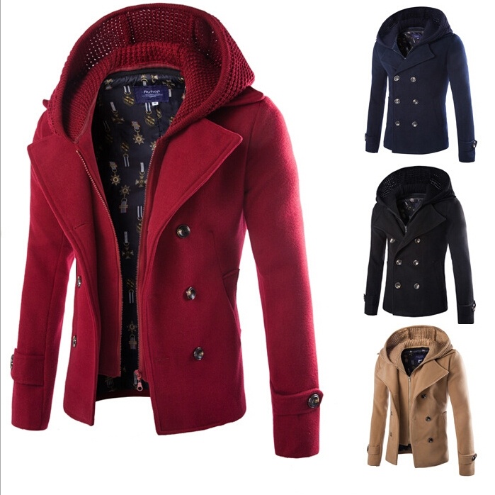 Style Man's Winter Fashion Detachable Woolen Coat