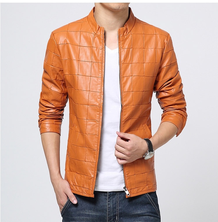 Tide brand men fall new men's leather PU Leather Slim male youth locomotive leather jacket men