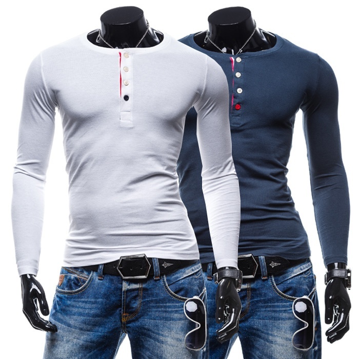 winter men's slim neck long sleeved T-shirt Korean stylish cotton shirt