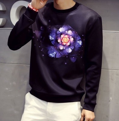 Autumn and winter fashion   Men round neck printing pullover hoodie