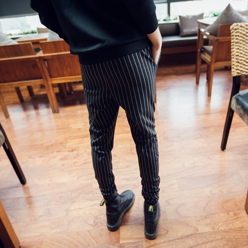 British style Kennedy fringe men's casual pants male B077 slim trousers feet