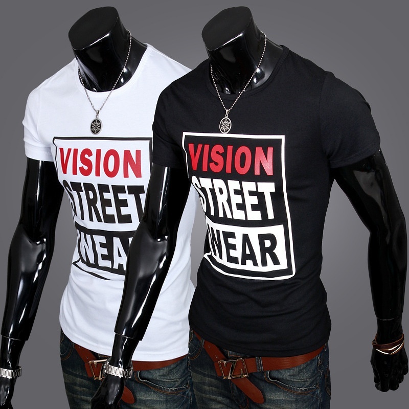foreign direct supply of false male - men all-match a short sleeved T-shirt cotton Lycra black TS22