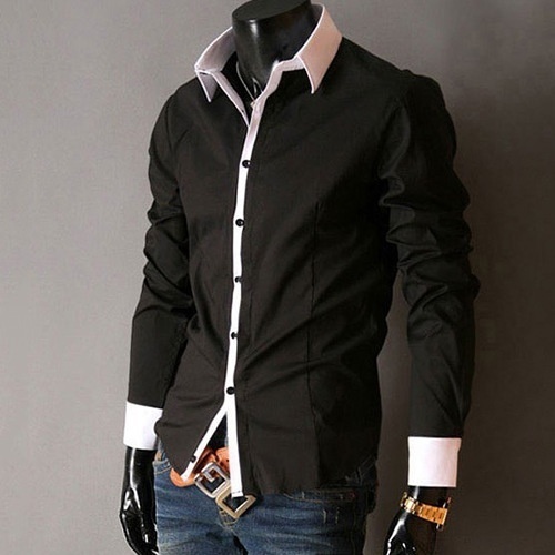 Foreign trade for the classic men's casual color long sleeved shirt collar 5046