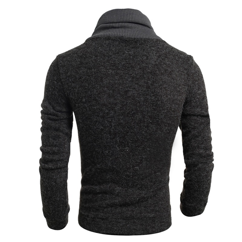 geek new men's sweater fashion pullover high collar pure color knit