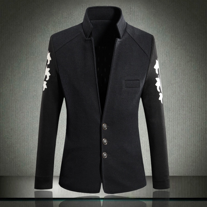Hitz Trend Men's Suits Stand Collar Large Size M-5XL Plus Fertilizer Anti Woolen Comfortable Cloth Suit