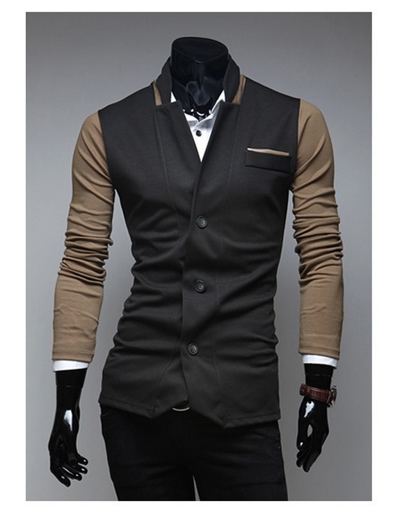 Men Jackets & Coats The new men's fashion casual Korean men single-breasted suit collar Slim small suit jacket personality