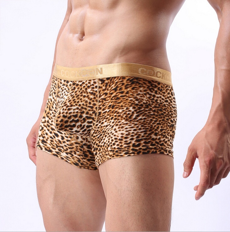 mens boxer shorts Sexy leopard print boxer pouch underwear