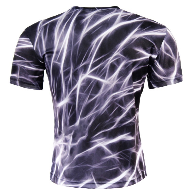 Mens Casual 3D Printing Lightning Mesh T-shirt Black Plus Size Shirts for Men