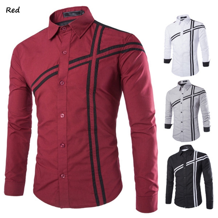 Men's Spring And Autumn White Slim Korean Full Sleeves Casual Shirts Dress Shirts Fashion Casual Simple Turn-down Colla Open Sti