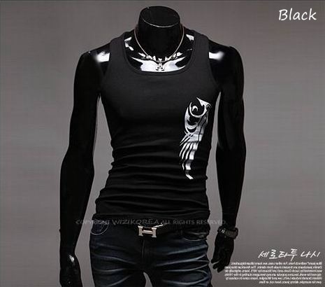 Men's Summer White Slim Fashion Sleeveless Tank Tops Tees T-Shirts Casual Korean Simple Collarless Pullover Vests Vests