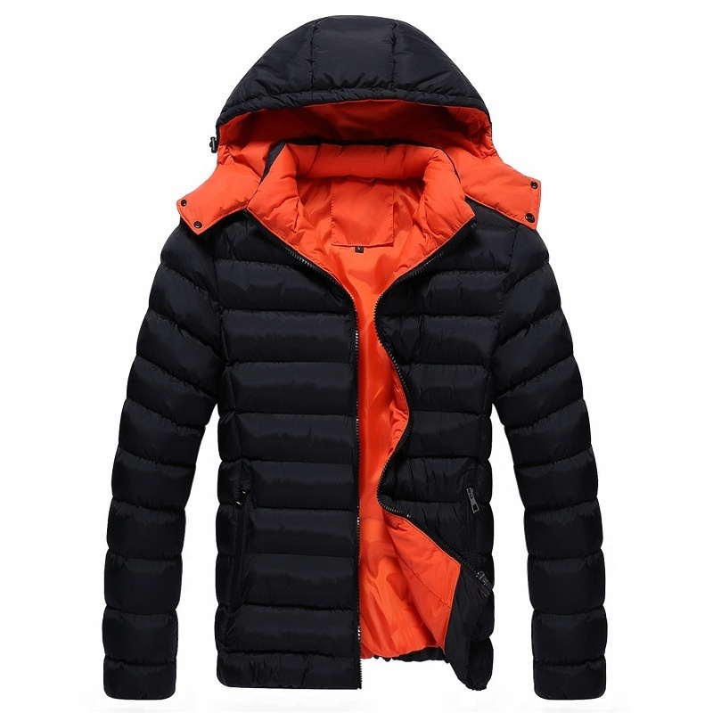 Men's Winter Thicken Padded Jacket Casual Cotton Down Coat Detachable Hooded Baseball Clothes Outwear