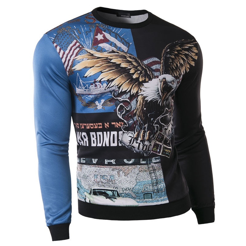 New Arrival Men Fashion Pullovers Long Sleeve High quality Slim fit Man hoodies Casual Clothes for man Printed eagle Design