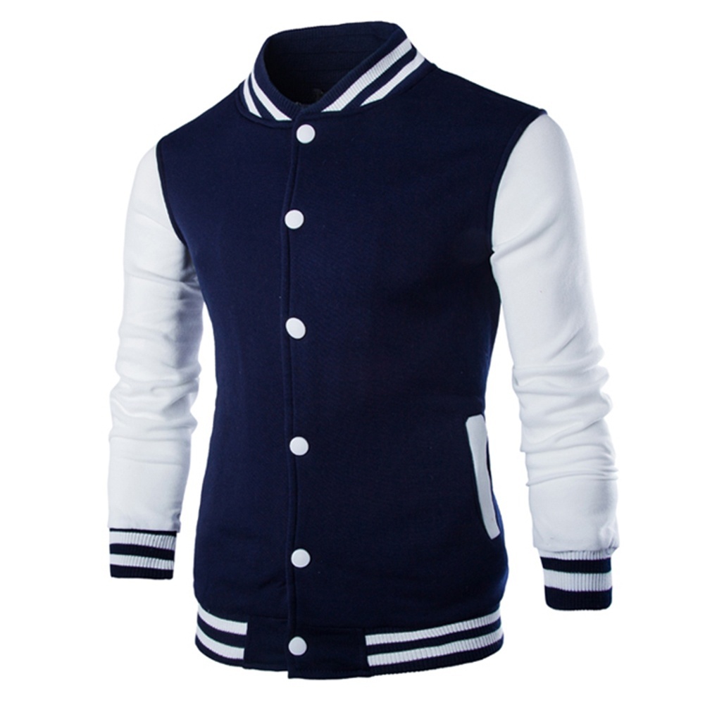 Stand Collar Cotton Blends Patchwork Long Sleeve Single Breasted Men's Jackets