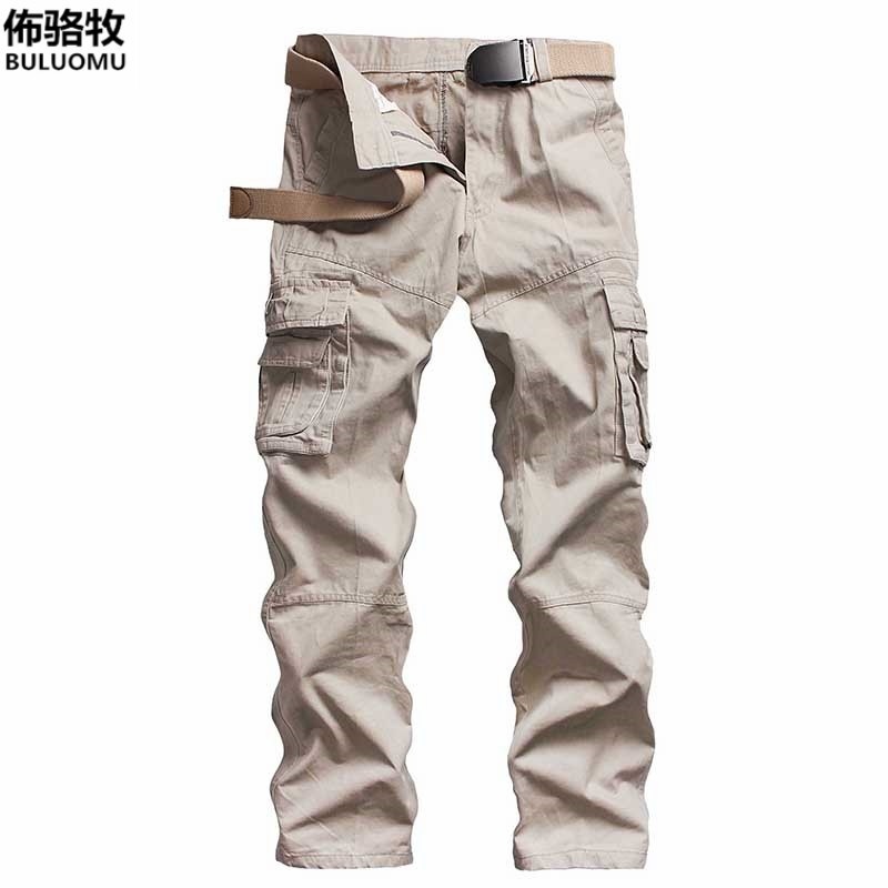 5 Colors!! Plus Size 28-40 Fall Fashion Men's Military Outdoor Multi-Pocket Cargo Pants Black Green Gray Khaki Beige Casual Pant