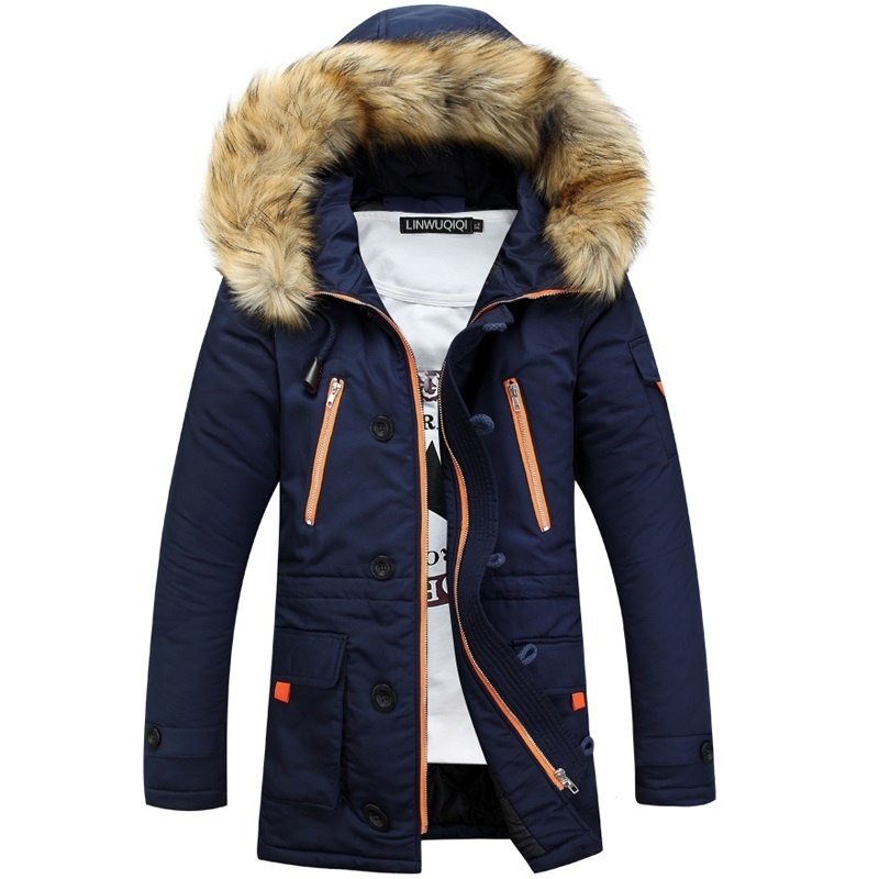 Men's Thick Fur Collar Winter Overcoat Warm Down Parka Jacket Coat