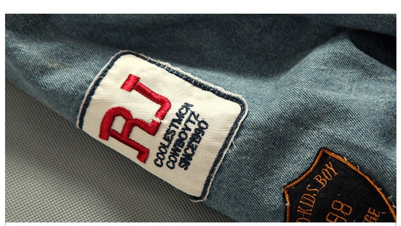 New Men's Casual Jackets Korean Slim Retro Jacket Hole Printing to do the old badge Denim Jacket M-4XL
