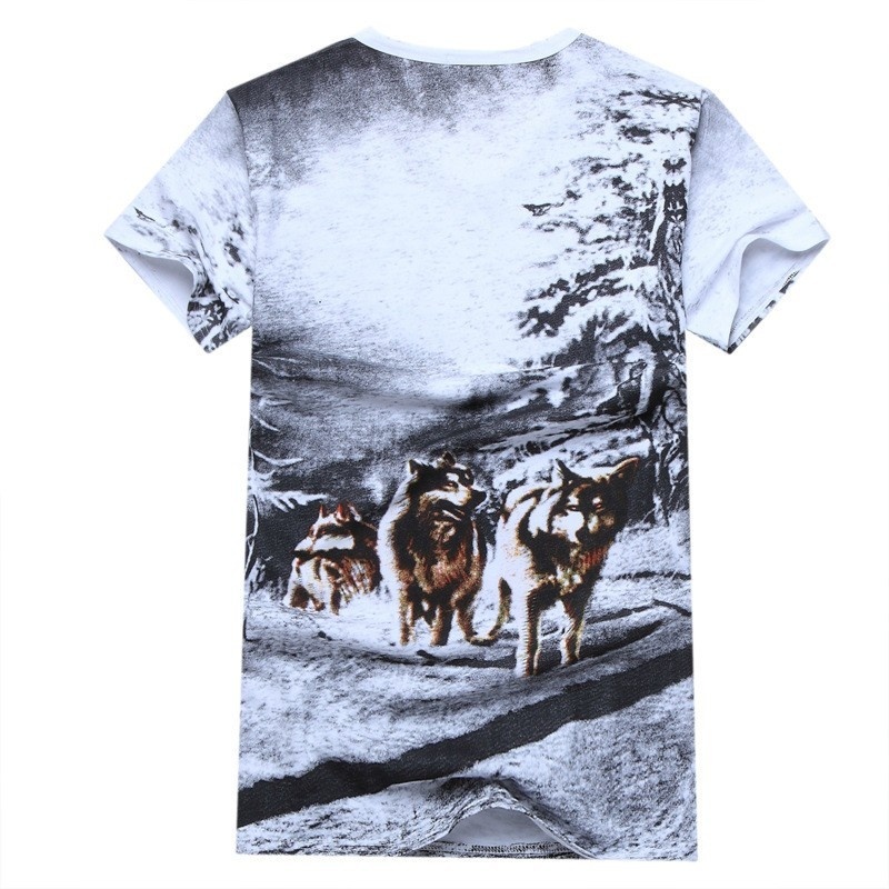 Summer Short Sleeve t shirt Men Animal Print V-neck Tshirt Cotton Shirt Tees
