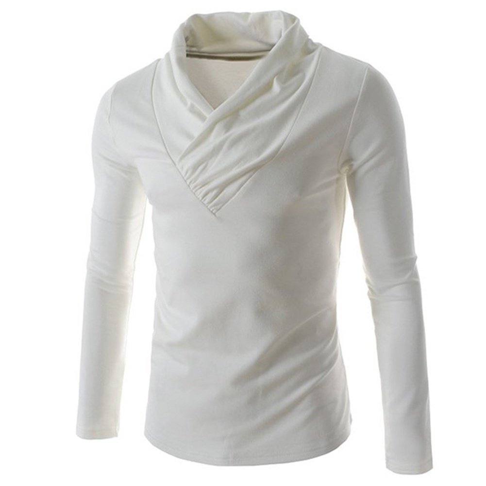 V-Neck Cotton Blends Long Sleeve Pullover Men's T-Shirts