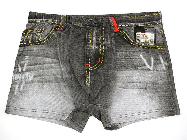 Jeans Printing Underpants Creative Men's Fashion Lifelike Vivid Cowboy Cotton Boxer Underwear