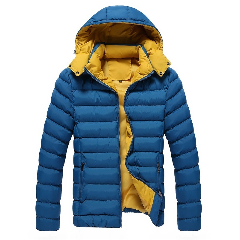 Men's Winter Thicken Padded Jacket Casual Cotton Down Coat Detachable Hooded Baseball Clothes Outwear
