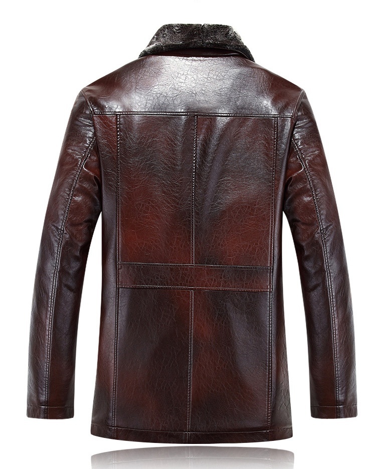 NEW Men's Fashion Warm Winter Thick Leather Long Coats Jackets Outerwear Faux Fur Zippers Overcoat