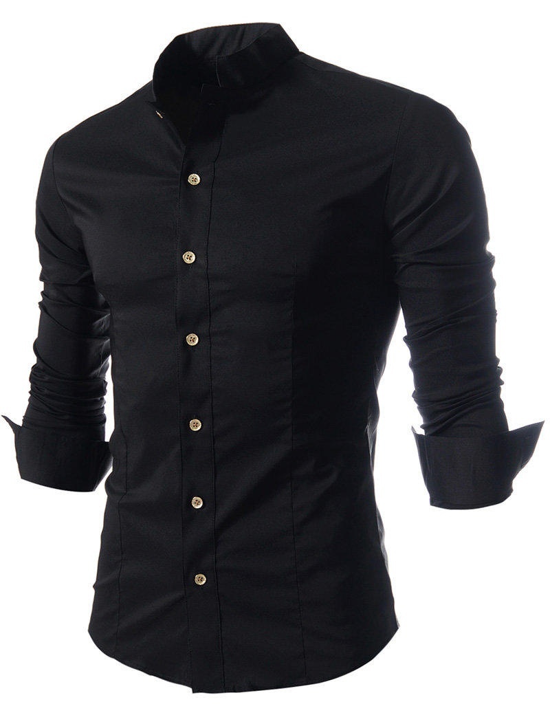 The new men's casual long-sleeved shirt collar