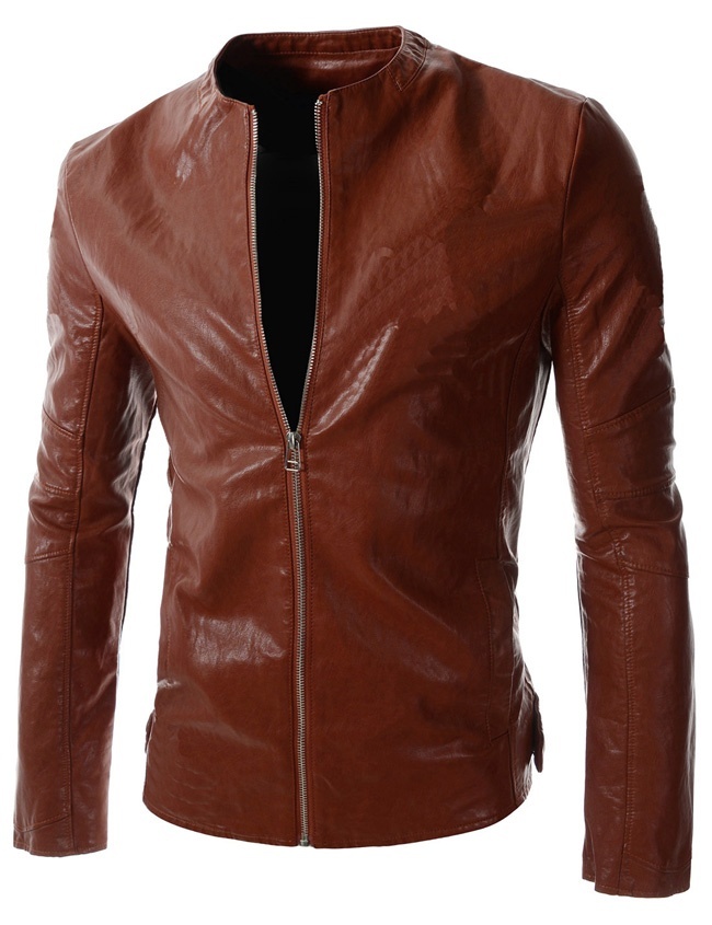 The new tide of Korean men's fashion slim leather leather boutique eBay explosion models