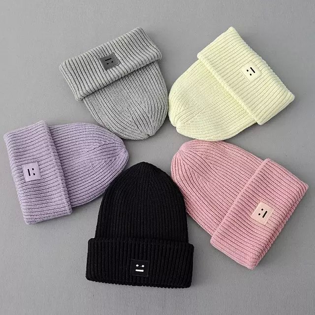 European Fashion women winter warm Knitted Smile Embroidery patchwork casual brand Headgear Headdress Various
