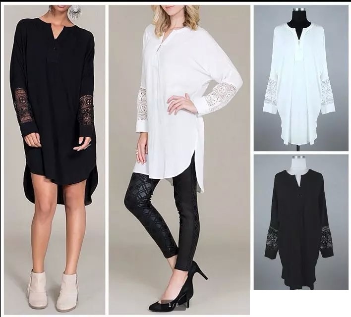 Fashion Spring women elegant boho chiffon lace patwork Hollow out V-neck dress long sleeve side open loose casual Brand