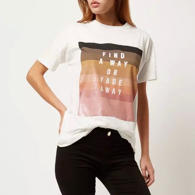 Fashion Women Elegant colorful striped Letter Print T-shirt O-neck short sleeve shirt Casual white brand Tops