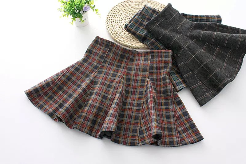 Fashion Women winter England school style plaid print woolen mini Pleated skirts elastic high waist casual brand