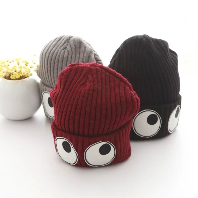 Fashion women winter warm Knitted Hat Eye patchwork casual brand Headgear Headdress Various red black gray