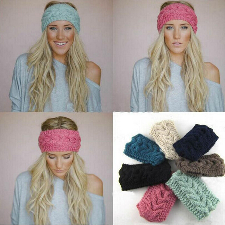 Winter fashion women American style knitted warm candy color sport Headbands stretch casual brand
