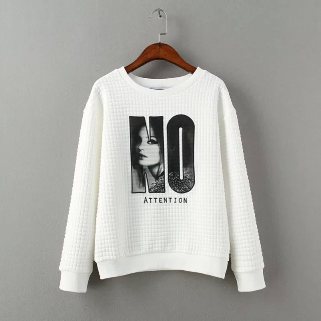 Women Sweatshirts Spring Fashion white Lette Embroidery Portrait print Check Pullover long sleeve Casual brand hoodies