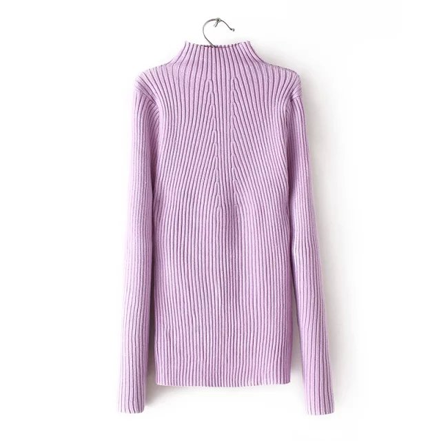 American Style winter Knitted sweater for women Fashion Turtleneck purple stratch Pullover long sleeve Casual fit brand