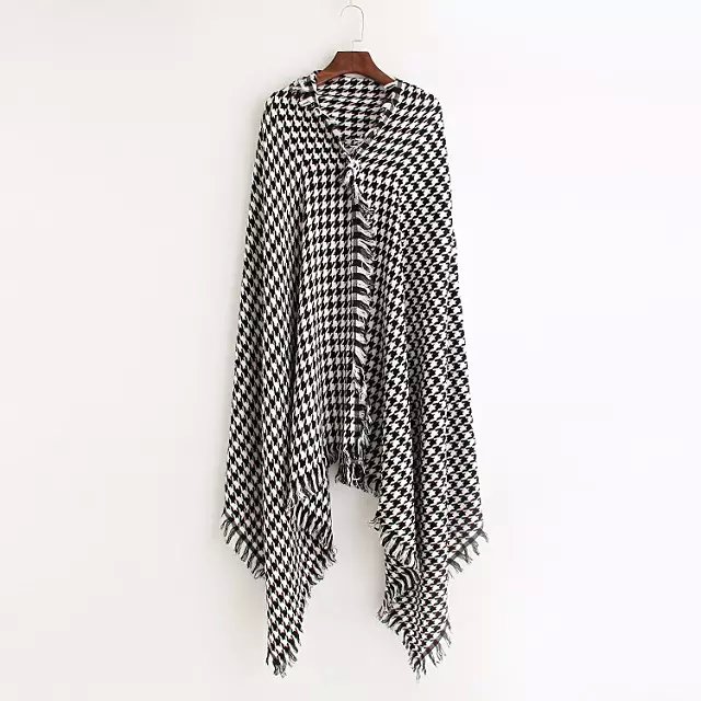 Fashion Korean Scarf For Women Winter Knitted plaid Pattern Tassel Thicken Warm Soft Oversized Shawls wrap
